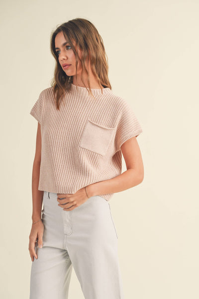 All Day Long Sweater : Short Sleeve , Peach