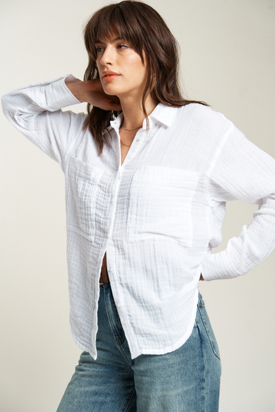 Oliver Logan - Pierre Button-Up Gauze Shirt Cloudscape : M / Cloudscape