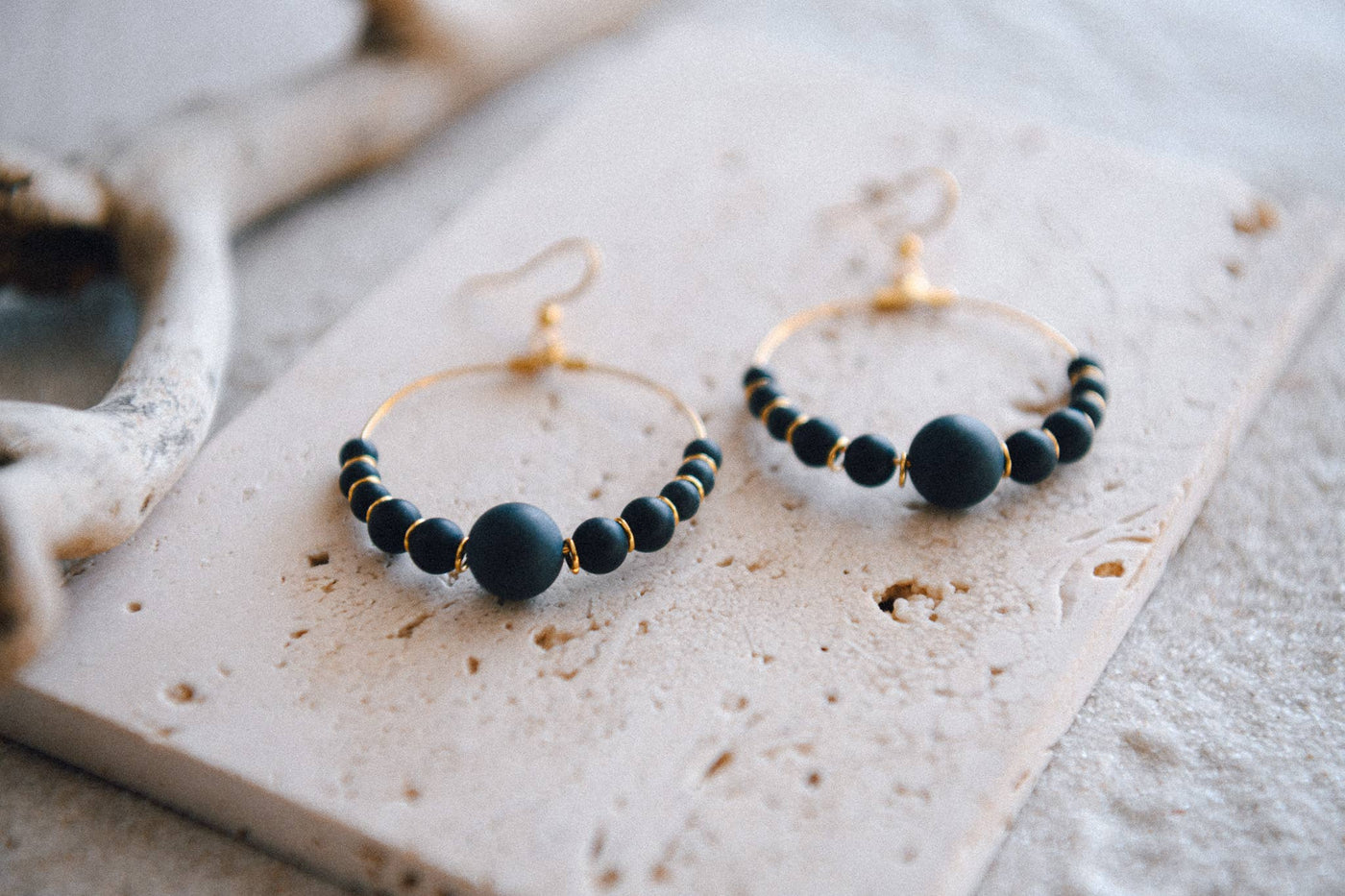 Cecelia Designs Jewelry - Genuine Gemstone and Gold-Plated Hoop Earring