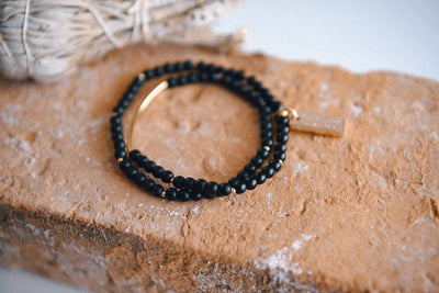 Cecelia Designs Jewelry - Genuine Gemstone and Gold Double Wrap Bracelet