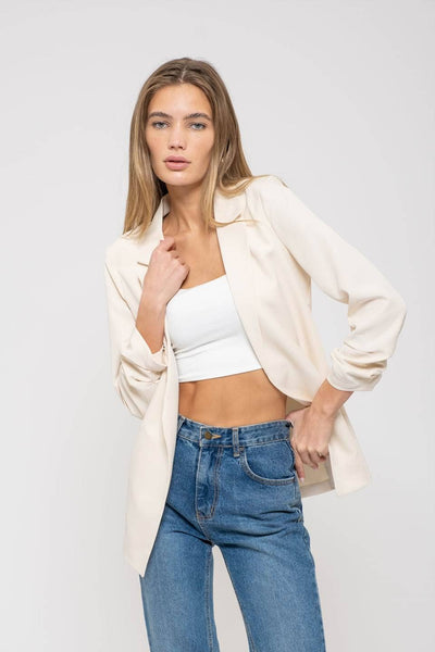 The Workshop Studio - 3/4 RUCHED SLEEVE BLAZER