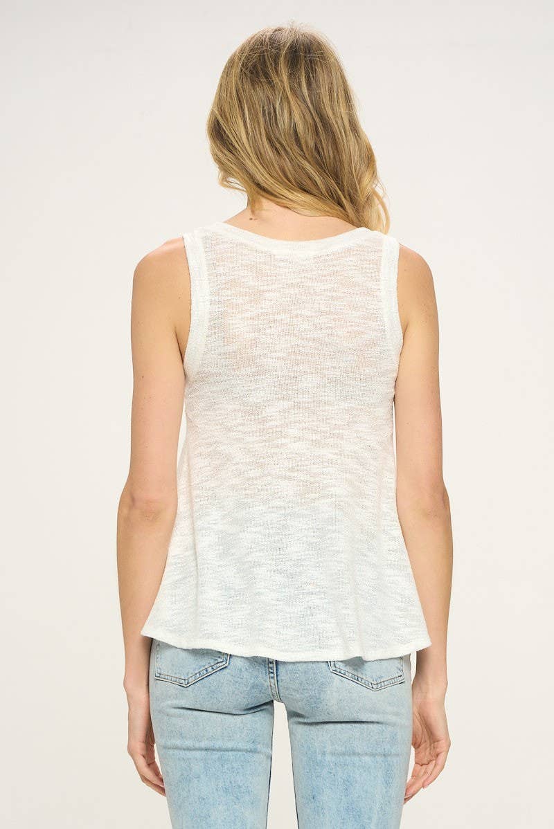 Cherish Apparel - T24390 Sleeveless Soft Slub Knit Top: M / Oatmeal