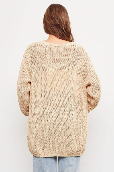 LARGE Mustard Seed - OPEN KNIT CARDIGAN: LAVENDER /