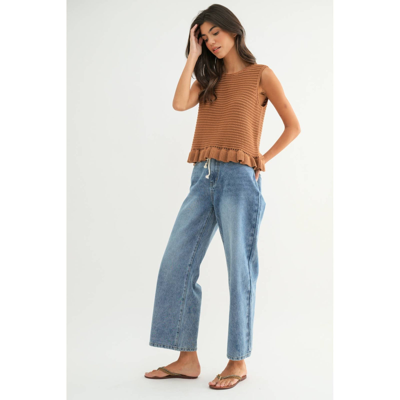RUFFLE HEM SWEATER TANK