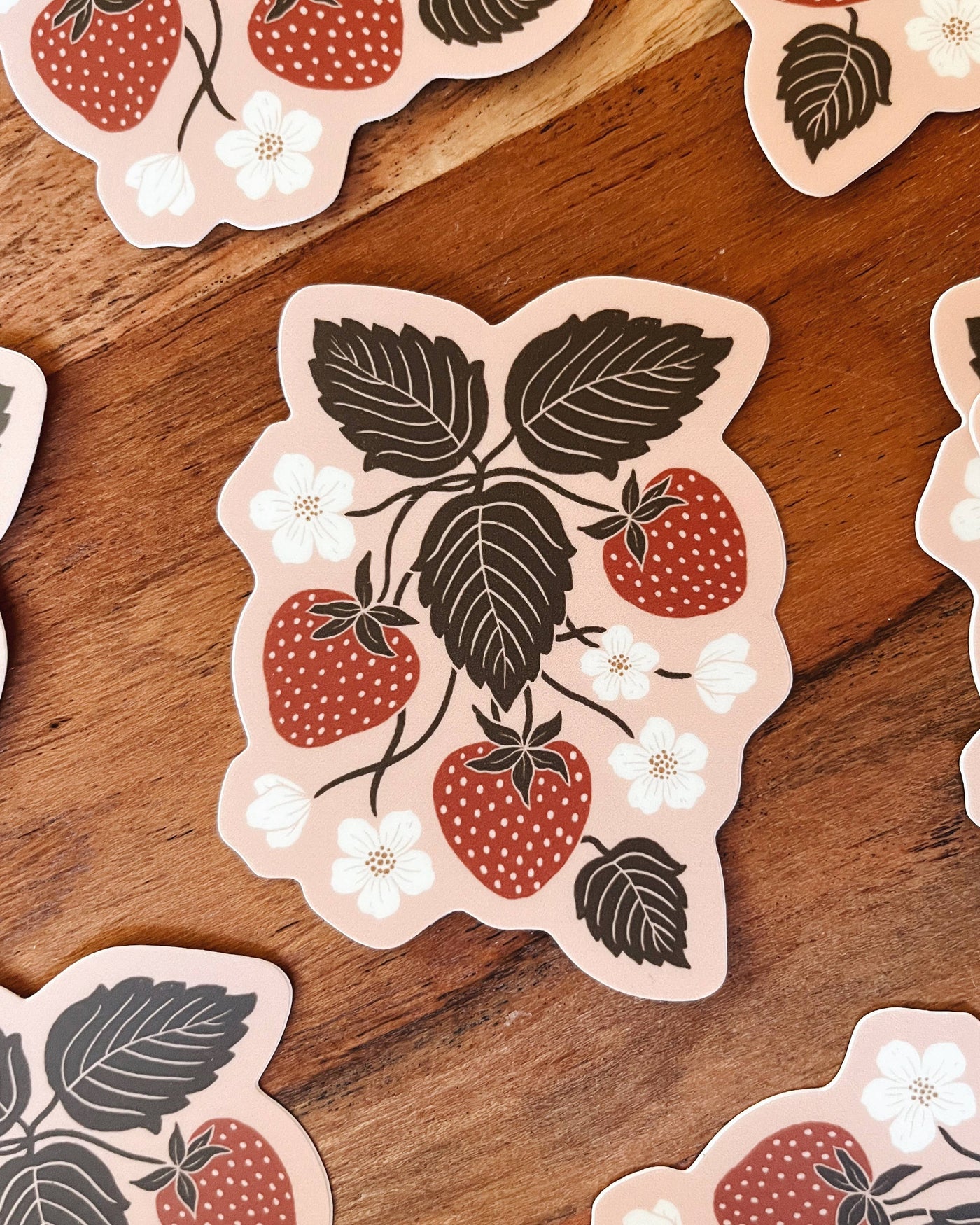 Flora West Design - Strawberry Patch Vinyl Sticker blush garden sticker floral