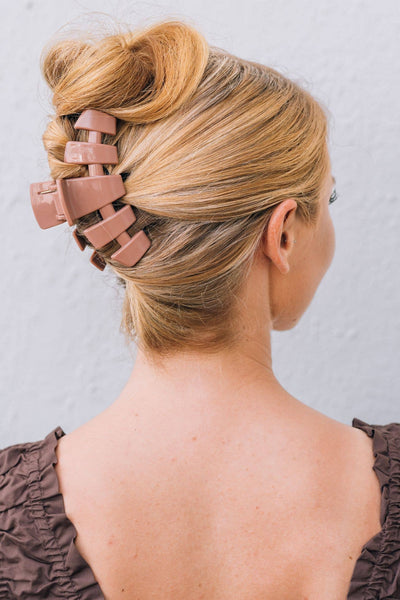 TELETIES - Classic Hair Clip | Large | Mocha Mousse