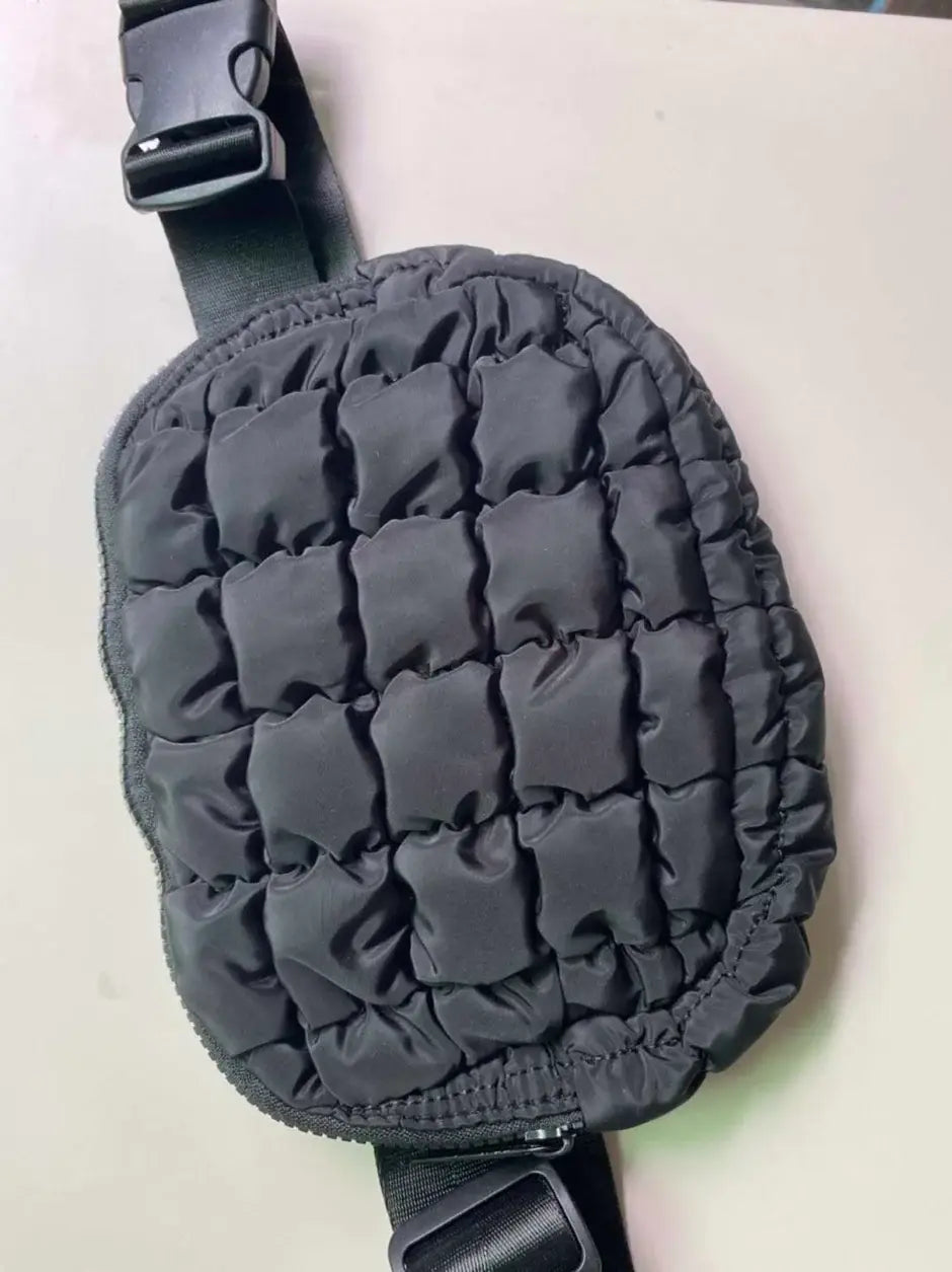 Kaydee Black Puff Quilted Crossbody Bag - Gray