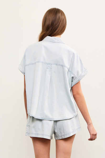 Linna Chambray Button Top