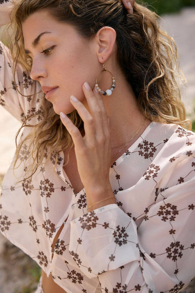 Cecelia Designs Jewelry - Genuine Gemstone and Gold-Plated Hoop Earring