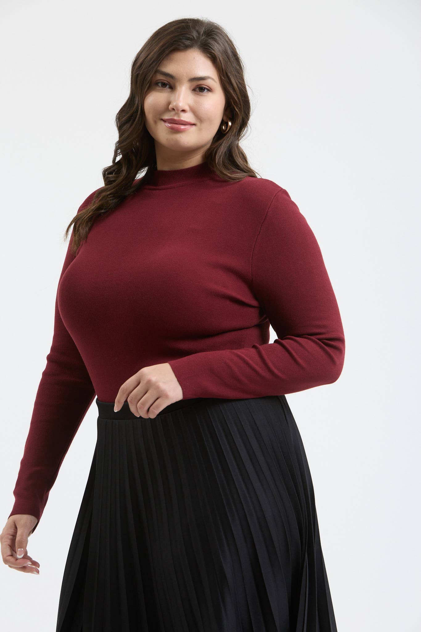 The Workshop Studio - PLUS MOCK NECK LONG SLEEVE SWEATER KNIT TOP