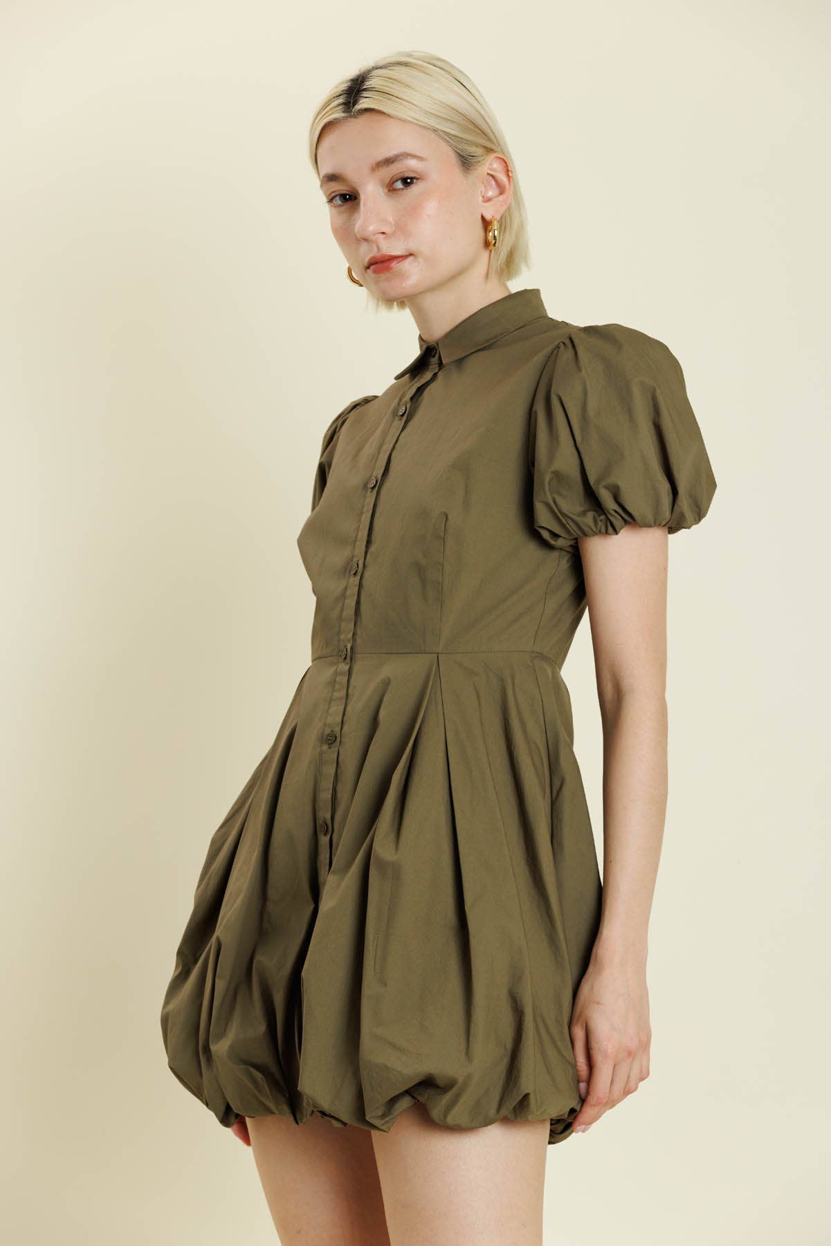 Aureum - AD2185 - BUBBLE HEM MINI SHIRT DRESS