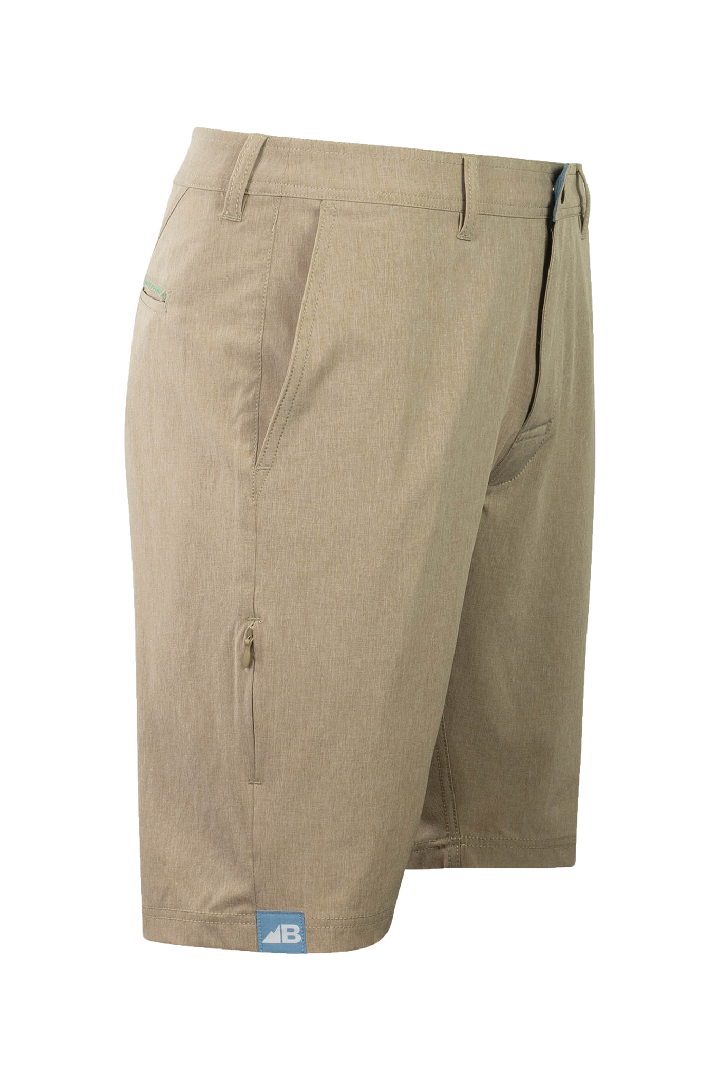 Belong Designs - Men's 10" Rocky Mountain Board Shorts: Khaki / No Drawstring / XXL (38 Waist)