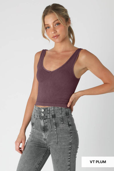 Kayti Vintage Reversible Crop Top: Vintage Blueberry