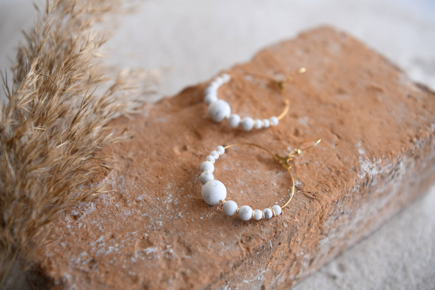 Cecelia Designs Jewelry - Genuine Gemstone and Gold-Plated Hoop Earring