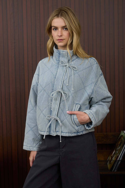 Bobbi Quilted Denim Tie Jacket