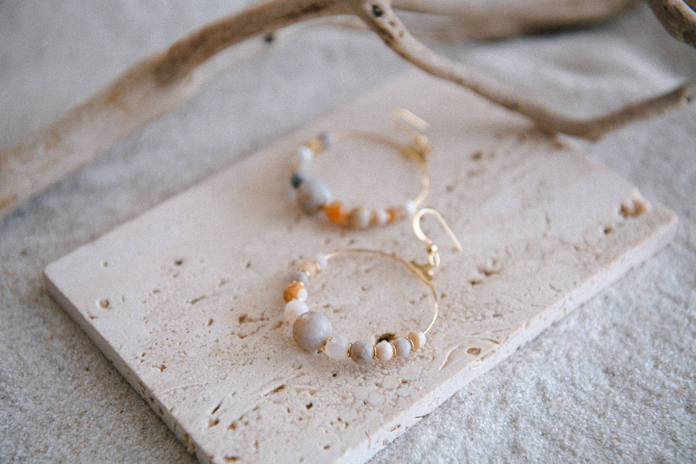 Cecelia Designs Jewelry - Genuine Gemstone and Gold-Plated Hoop Earring