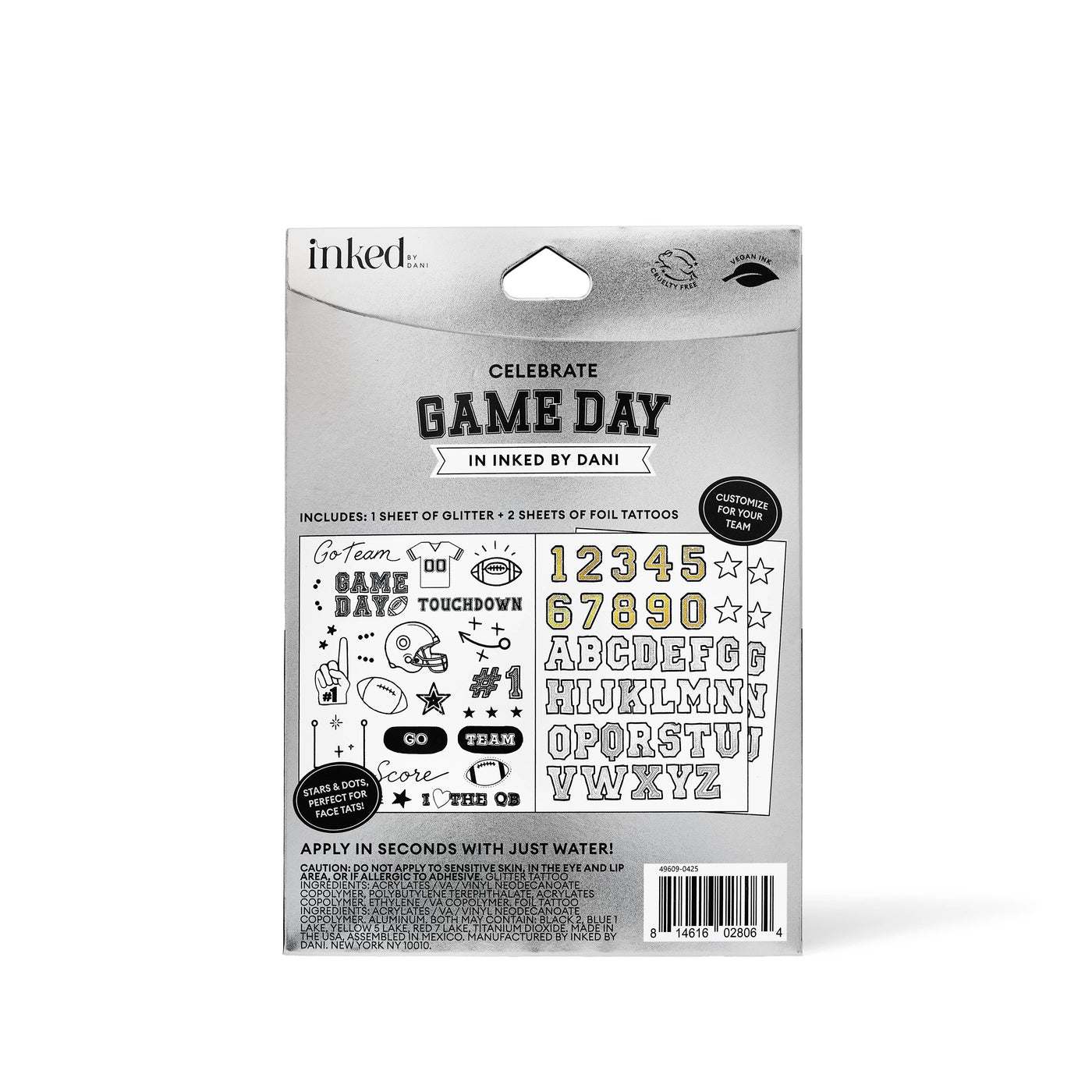 INKED by Dani - Game Day Touchdown Temporary Tattoo Pack