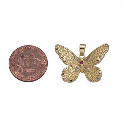 Multi-Color Stone Butterfly Charm