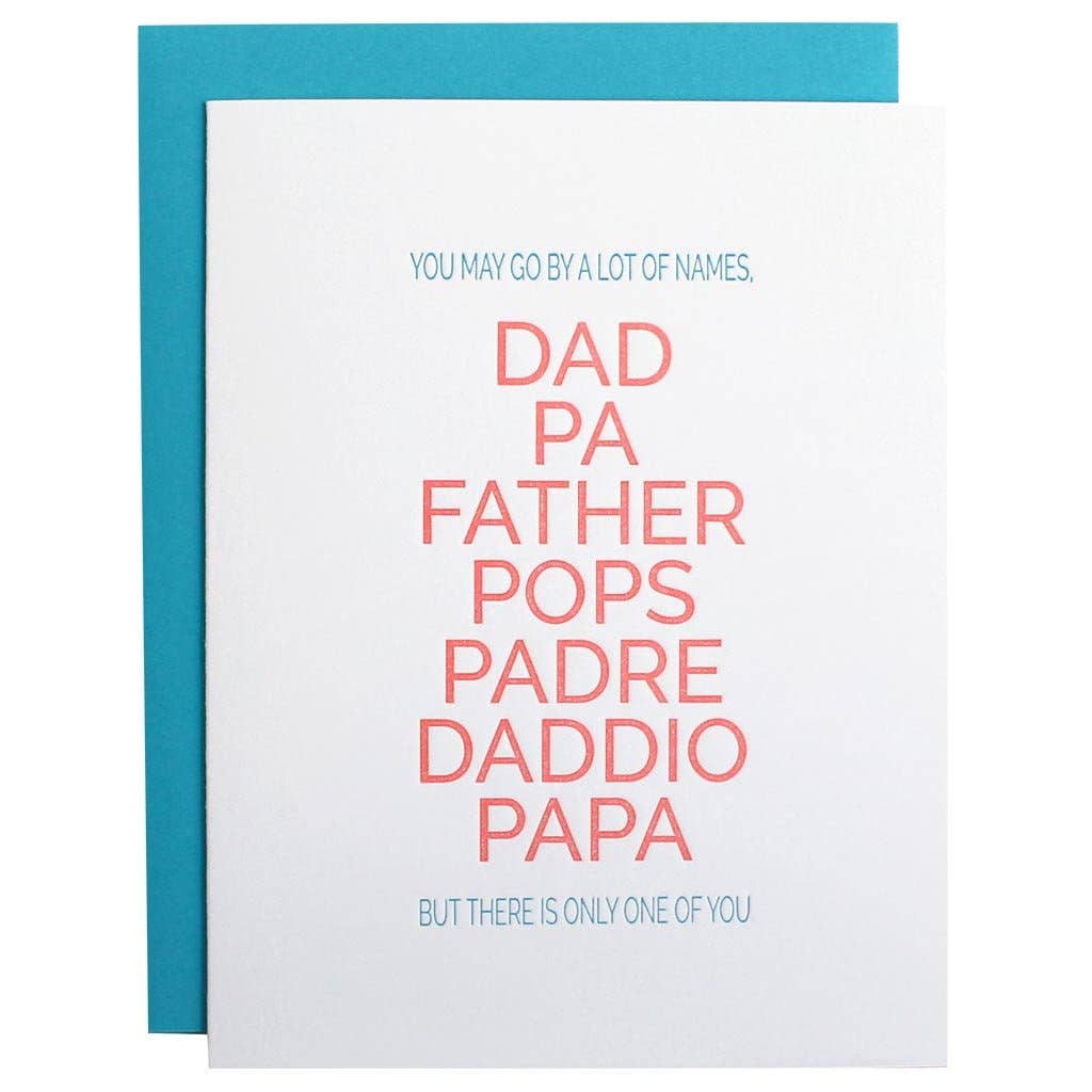 Chez Gagné - Father by Many Names Father's Day Letterpress Greeting Card