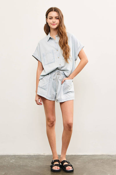 Linna Chambray Elastic Shorts