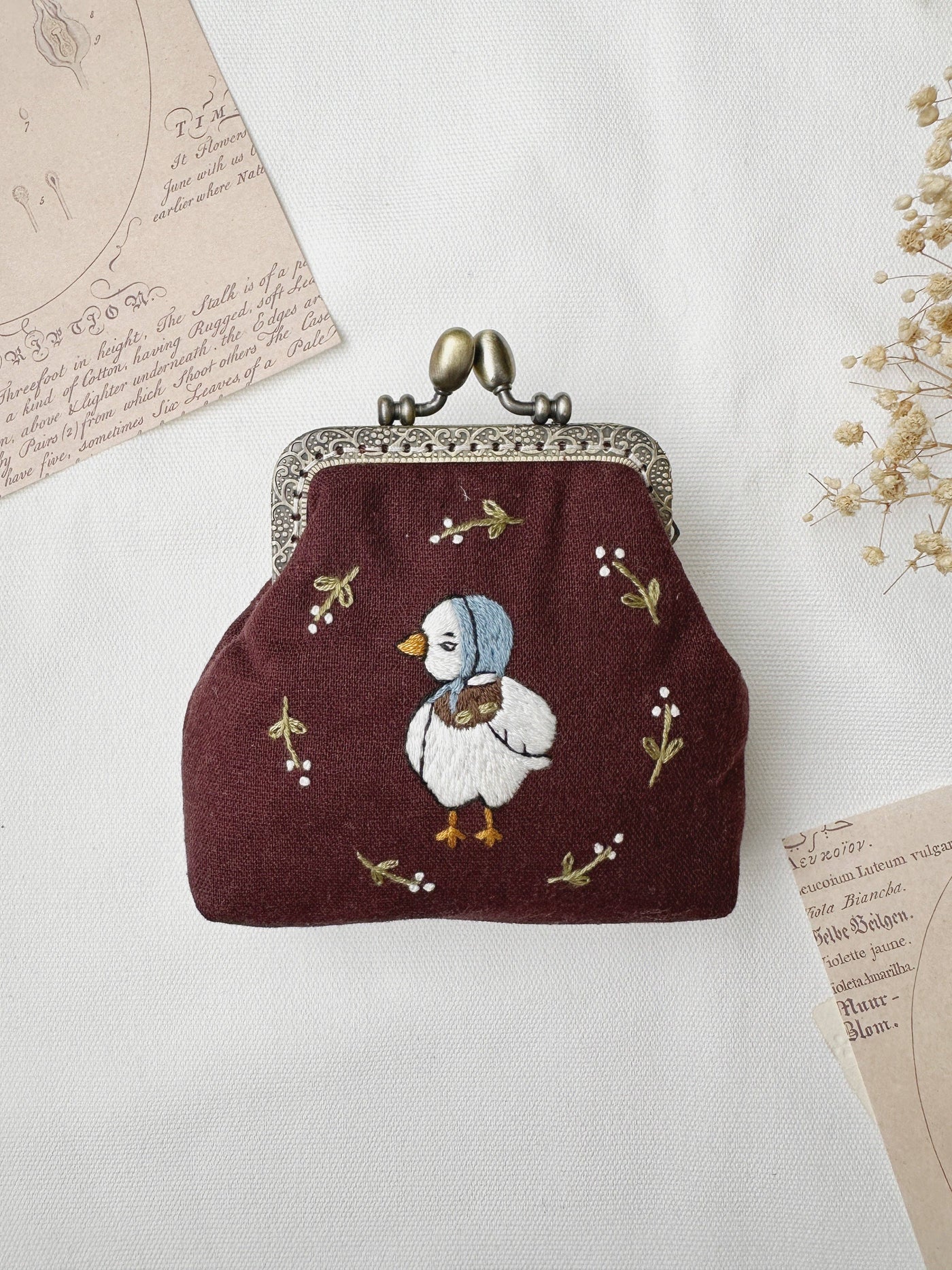 Duck Embroidered Coin Purse