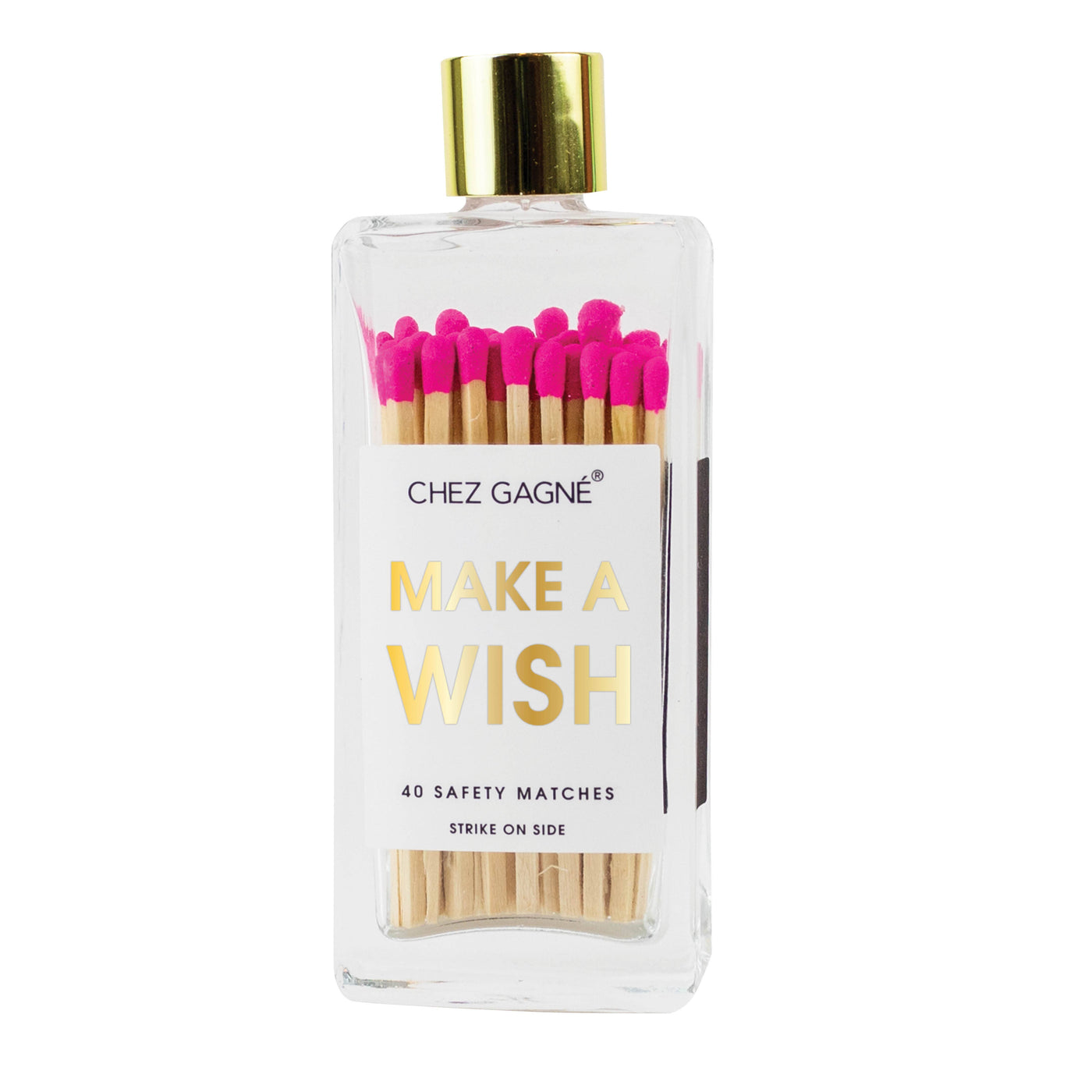 Chez Gagné - Make A Wish - Glass Bottle Matches - Bright Pink