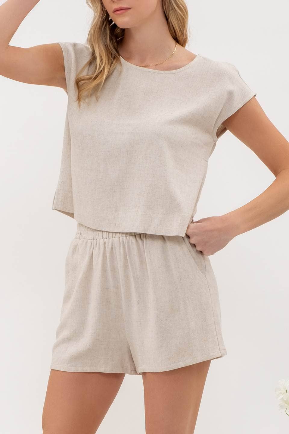 Elizabeth Shorts and Top Set : Natural Linen