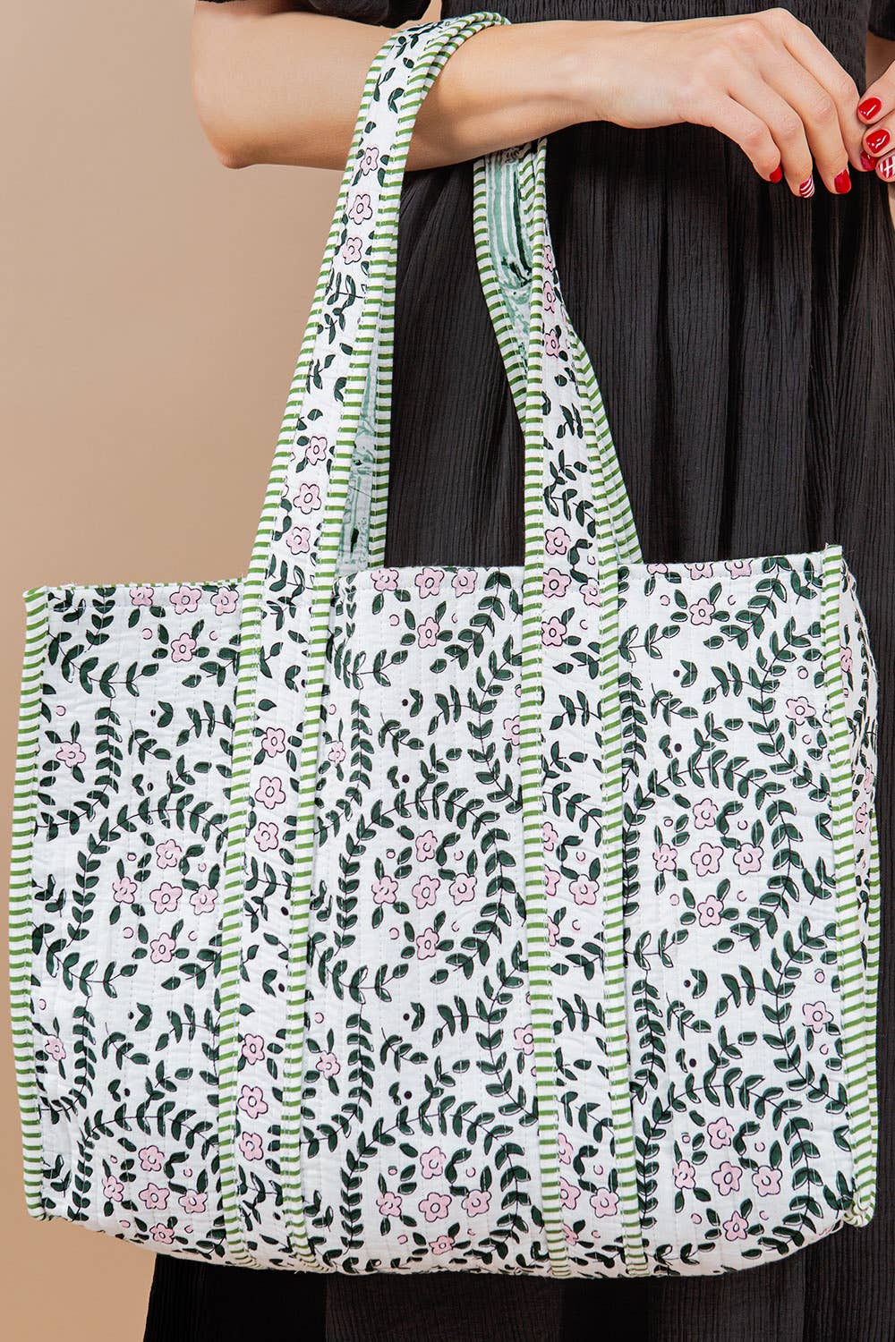Petal Trail Quilted Tote Bag