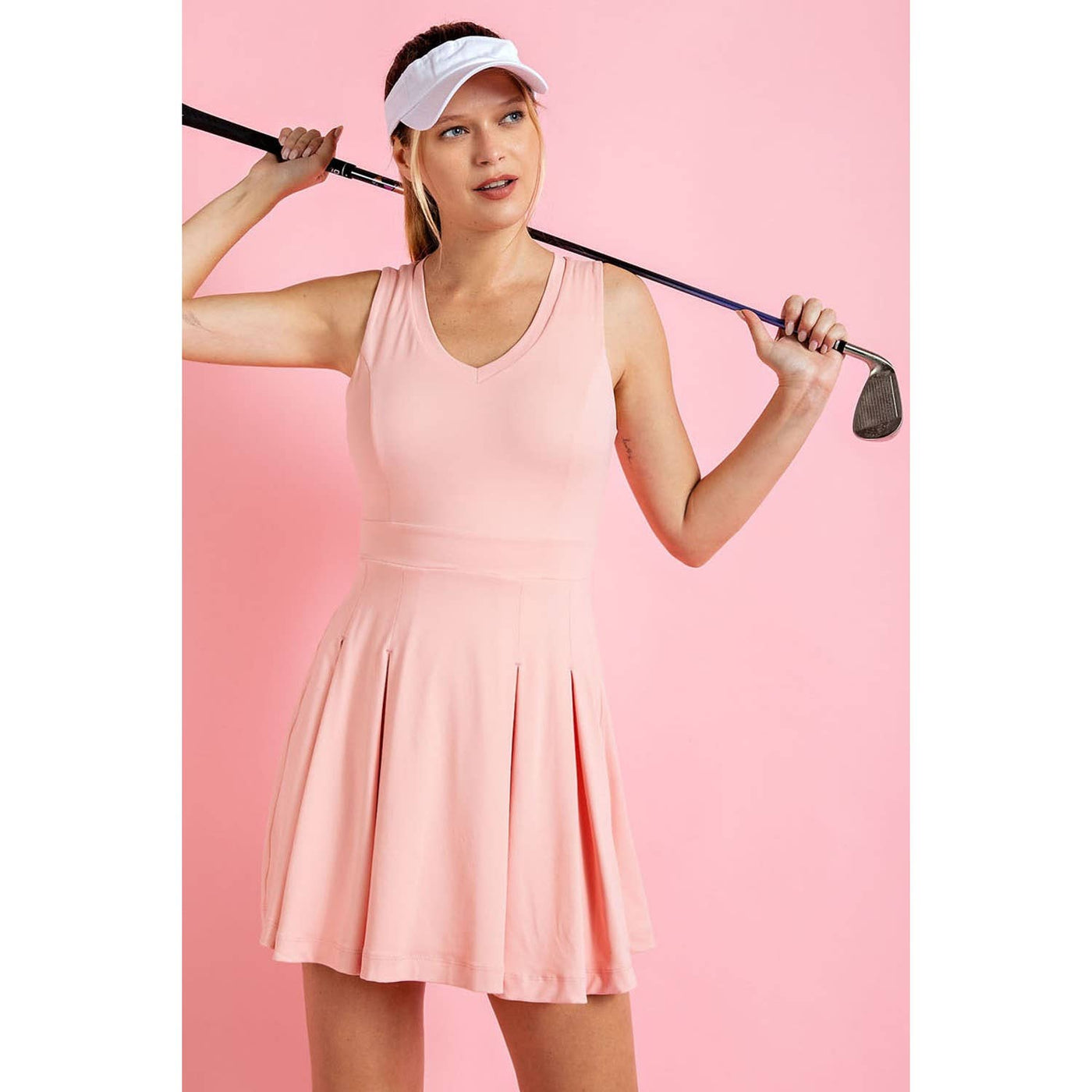 Rae Mode - BUTTER V NECK GOLF DRESS AND PANTS: Mint Latte / L