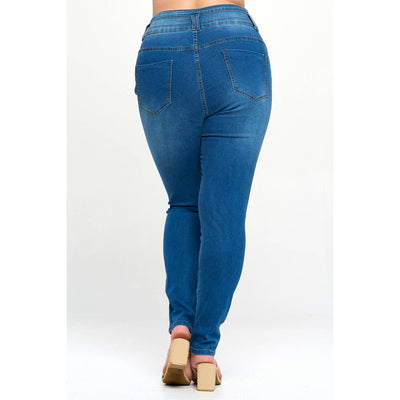 Blue Turtle - Stacked To The Max High Waist Plus Skinny Jeans Light Blue