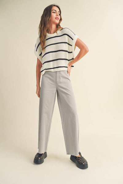 Mara Striped Knit Top: White & Black