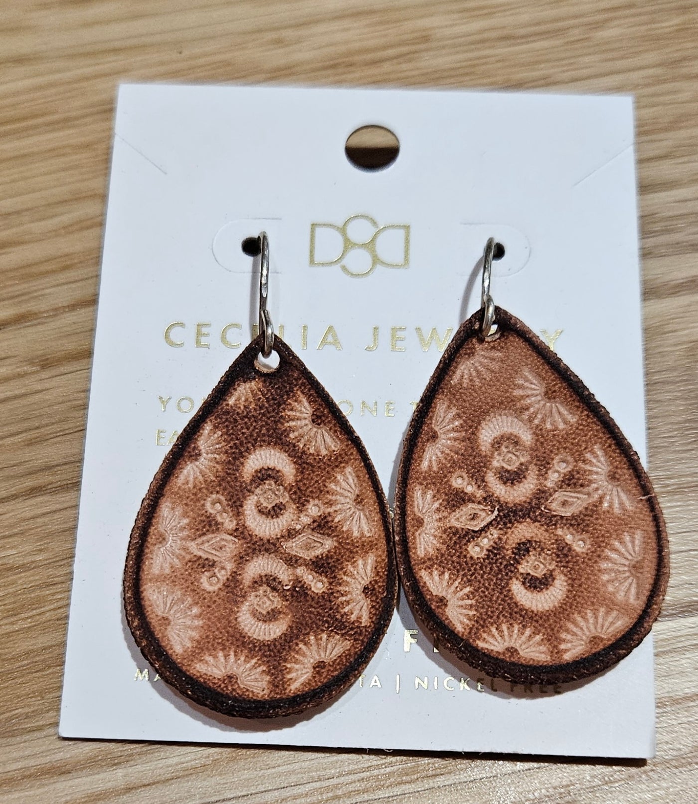 Cecelia Designs : Leather Teardrop Earrings