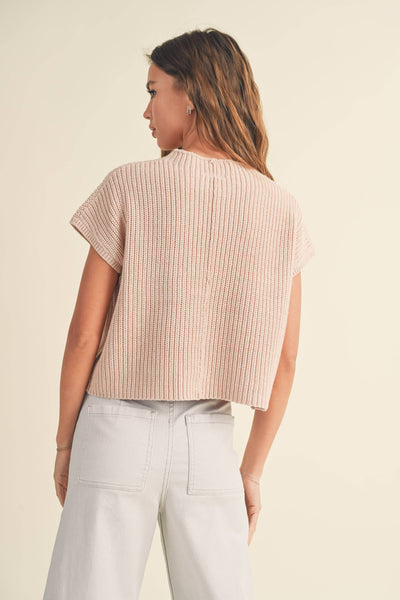 All Day Long Sweater : Short Sleeve , Peach