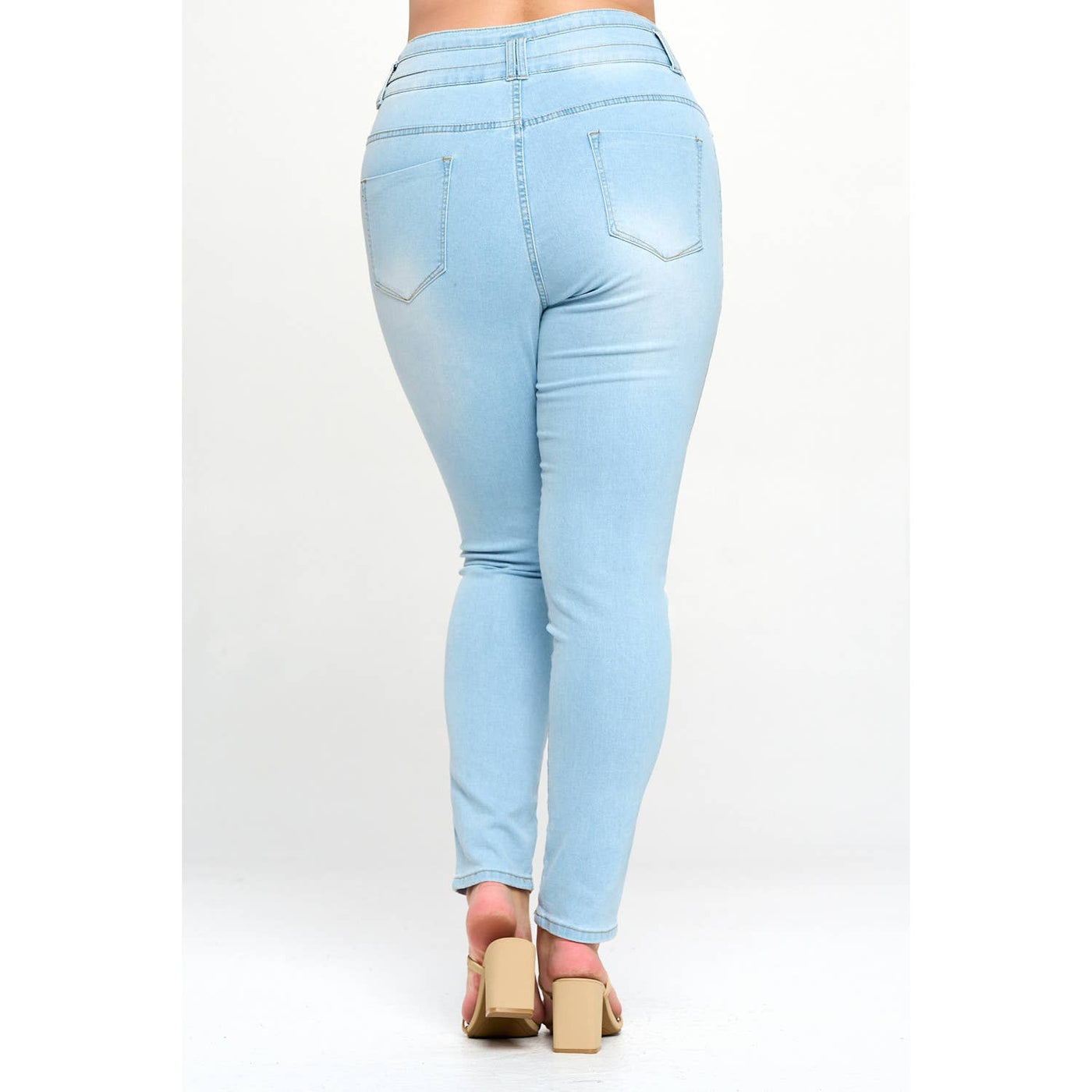 Blue Turtle - Stacked To The Max High Waist Plus Skinny Jeans Light Blue