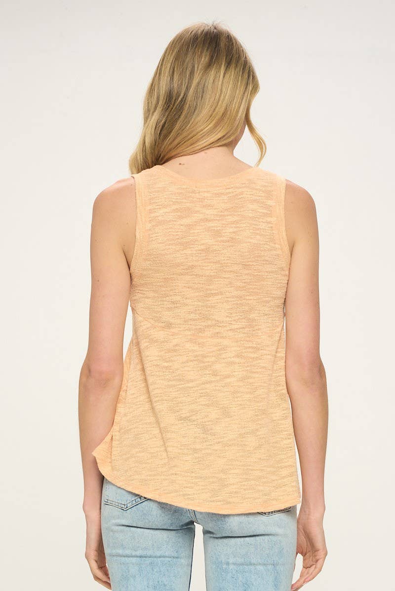 Cherish Apparel - T24390 Sleeveless Soft Slub Knit Top: L / Oatmeal