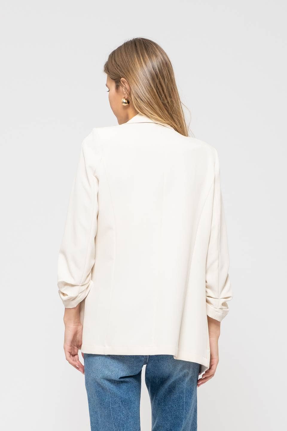 The Workshop Studio - 3/4 RUCHED SLEEVE BLAZER