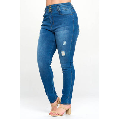 Blue Turtle - Stacked To The Max High Waist Plus Skinny Jeans Light Blue