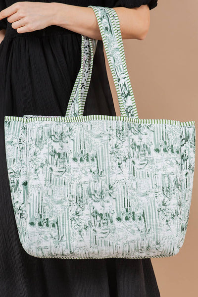 Petal Trail Quilted Tote Bag