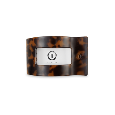TELETIES - Flat Rectangle Hair Clip | Small | Tortoise
