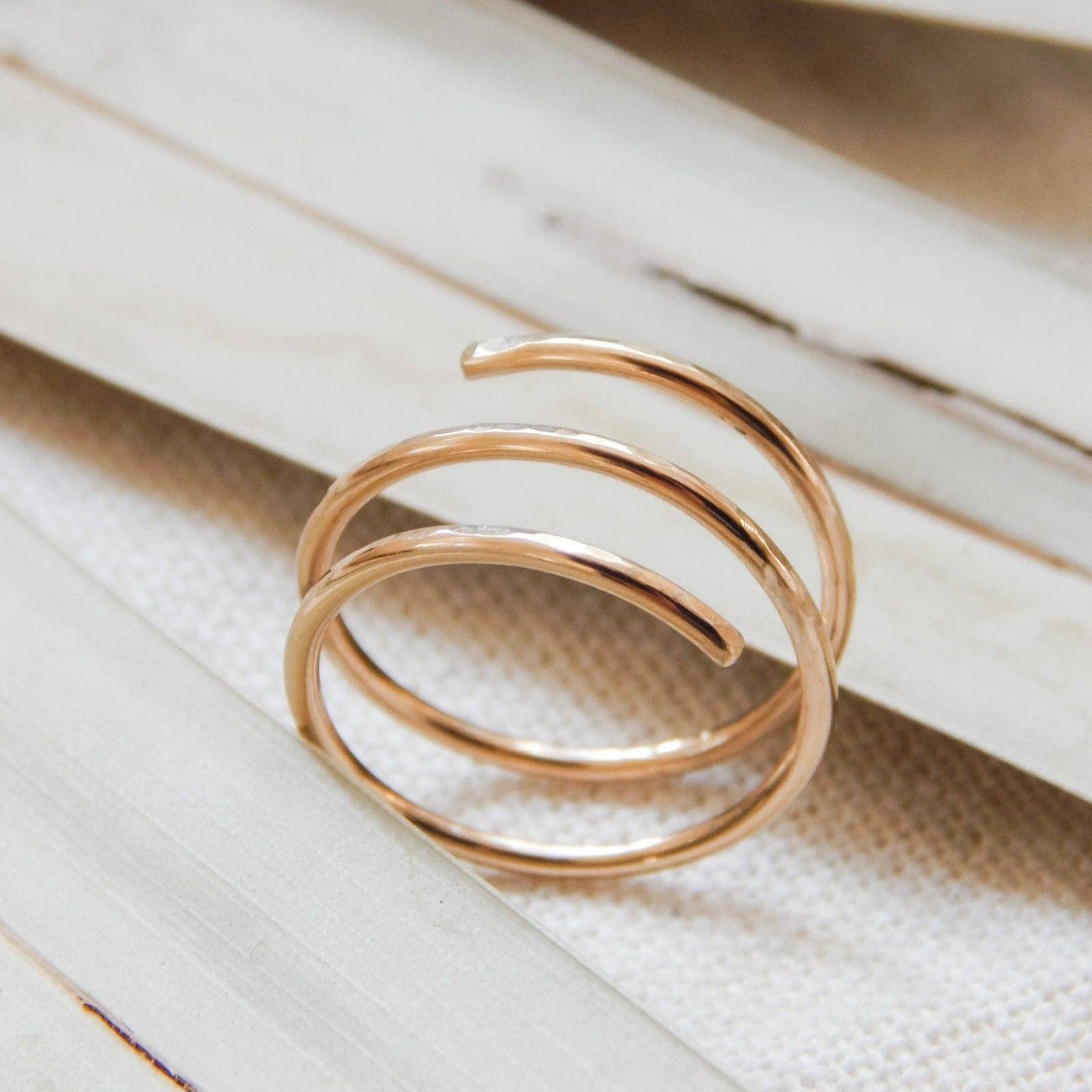 Hammered Wrap Ring - Waterproof, Hypoallergenic : Gold / 6