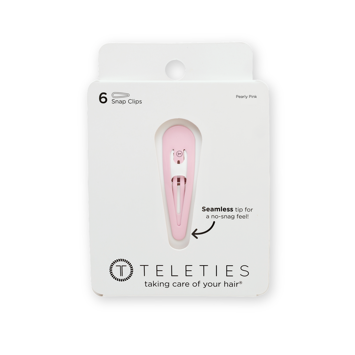 TELETIES - Snap Clip | Pearly Pink | 6 Count