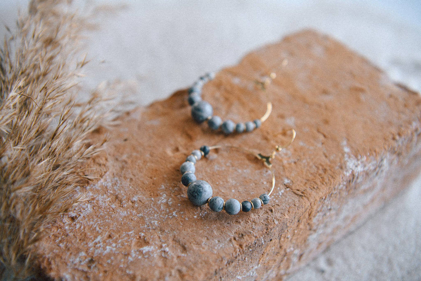 Cecelia Designs Jewelry - Genuine Gemstone and Gold-Plated Hoop Earring