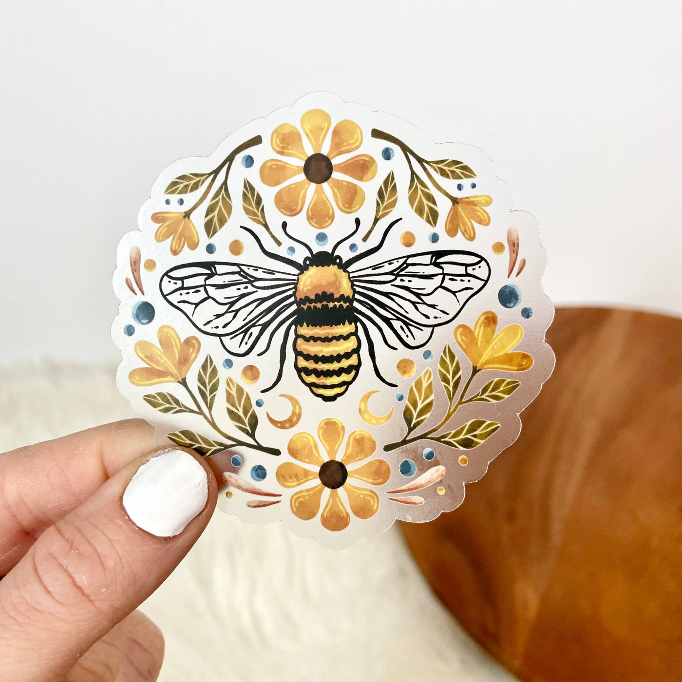 Big Moods - Flowers And Bee Clear Sticker