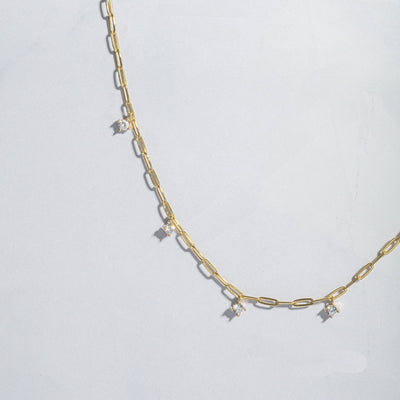 Sami Jewels - Paperclip Charm Necklace: Gold