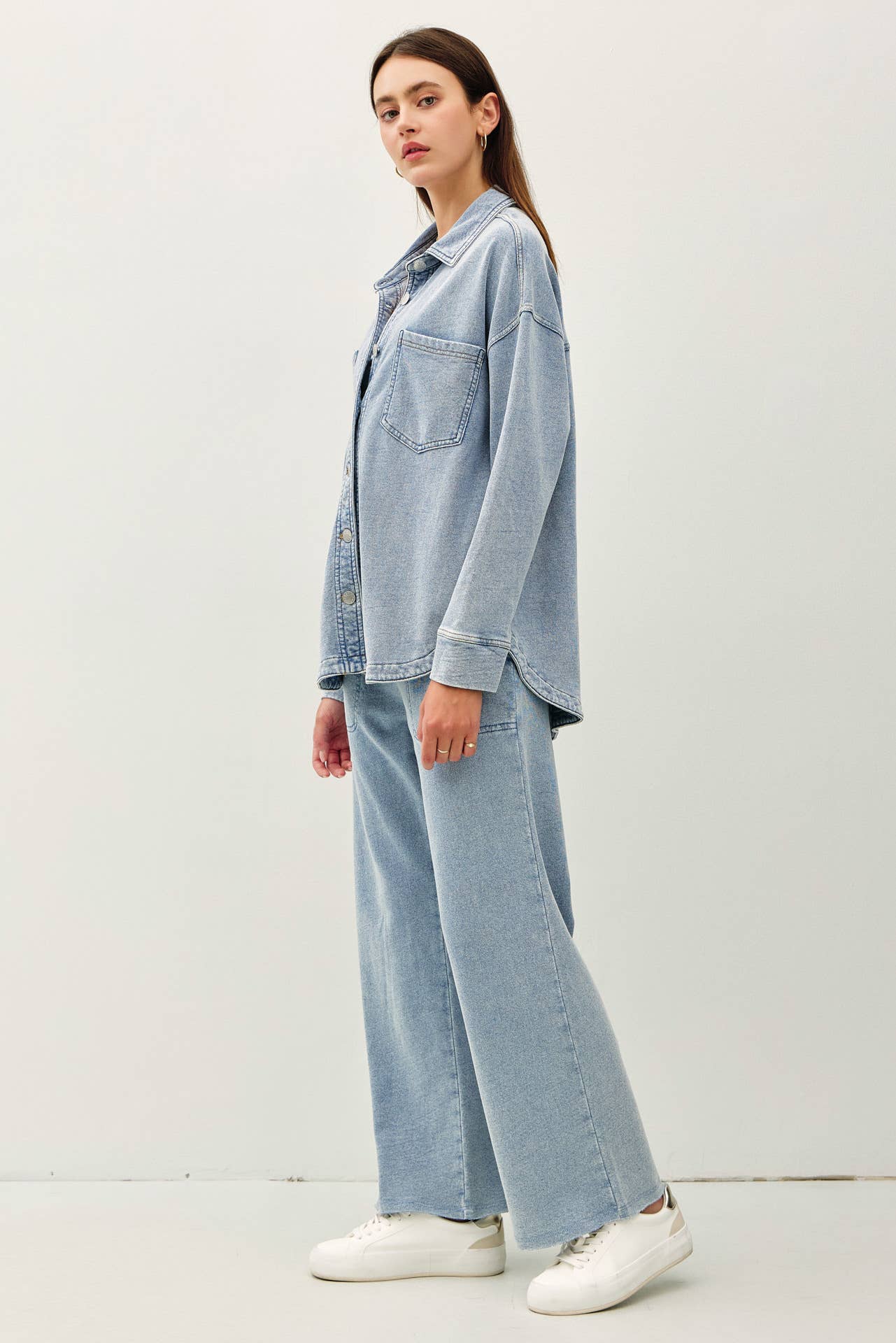 Be Cool - DENIM WASH OVERSIZED SHACKET: Denim Wash / ML