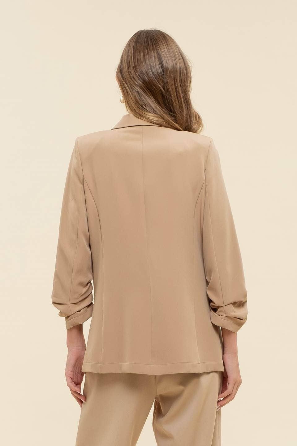The Workshop Studio - 3/4 RUCHED SLEEVE BLAZER