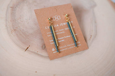 Cecelia Designs Jewelry - Seed Bead and Gold Plated Bar Drop Earrings