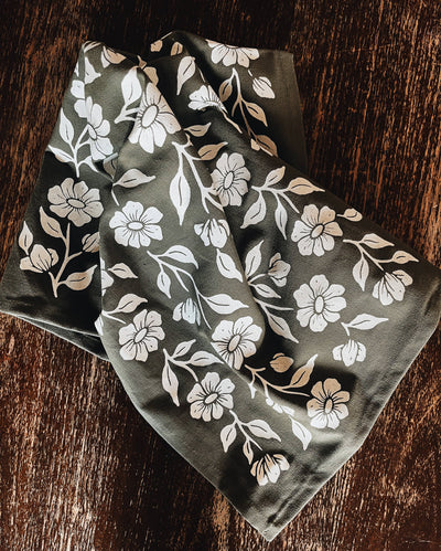 Flora West - Organic Cotton Tea Towel : Olive