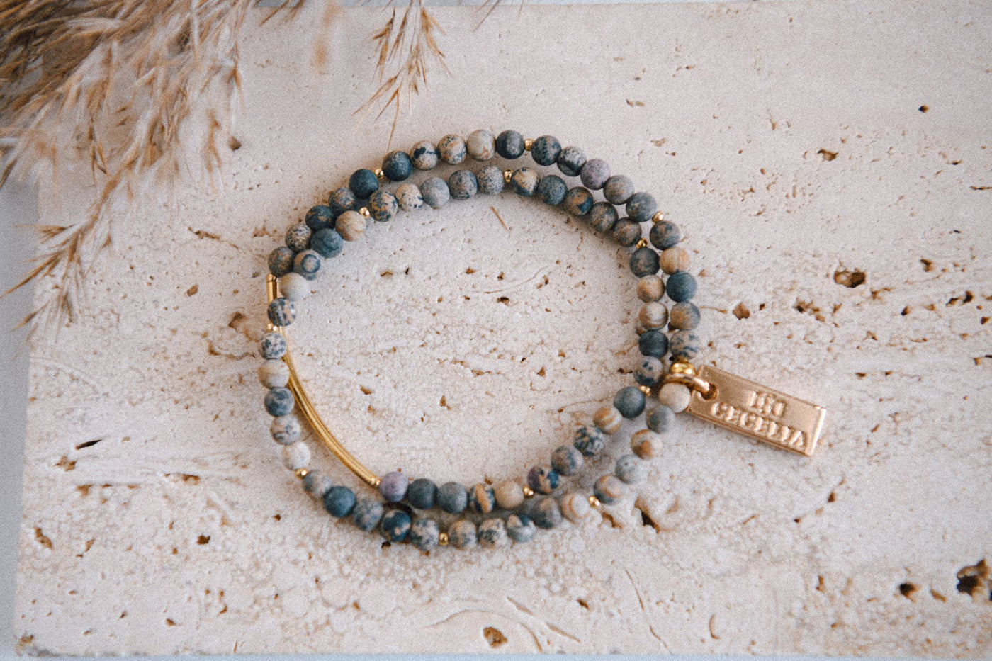 Cecelia Designs Jewelry - Genuine Gemstone and Gold Double Wrap Bracelet