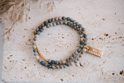 Cecelia Designs Jewelry - Genuine Gemstone and Gold Double Wrap Bracelet